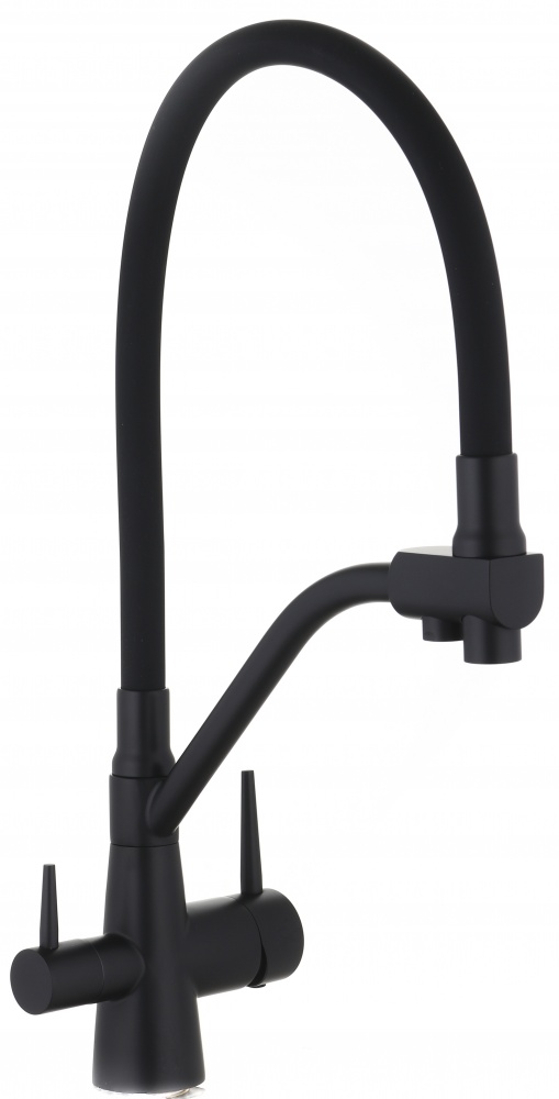 Смеситель для кухни ScandiSPA с гибким изливом и подключением к фильтру черный
