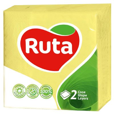 Салфетки столовые Ruta 24х24 см желтый 40 шт.