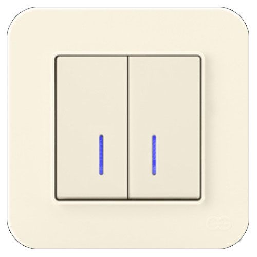 Выключатель двухклавишный Gunsan RADIUS с подсветкой 10 А 250В кремовый 01 37 12 00 100 104