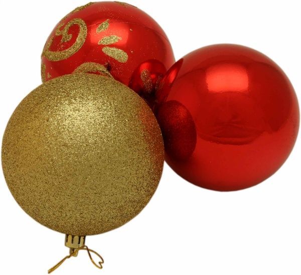 Набір іграшок Куля новорічна червона/золота d100 мм 21 шт./уп. 