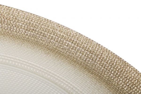 Блюдо на ніжці 28 см срібно-біле Arda Cam 