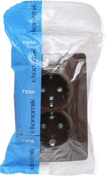 Розетка двойная TEM Ekonomik 16 A 250 В шоколадный VE16CBKS-U