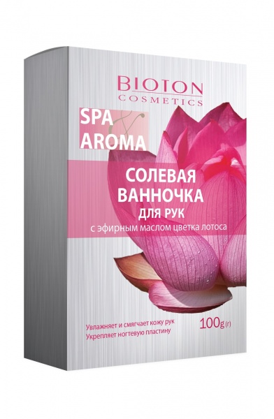 Сольова ванночка Bioton для рук з ефірною олією квітки лотоса 100 мл