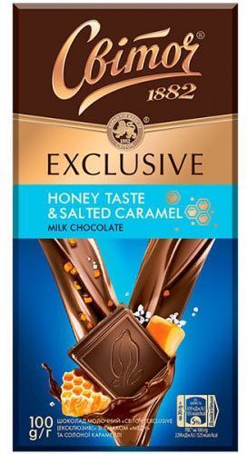 Шоколад Світоч молочний зі смаком меду та солоної карамелі 100 г