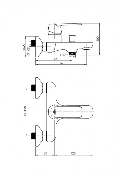Смеситель для ванны Rubineta Elma-10