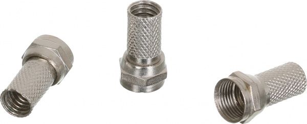 Конектор на RG-6 кабель накрутний (3 шт.)срібний К-3