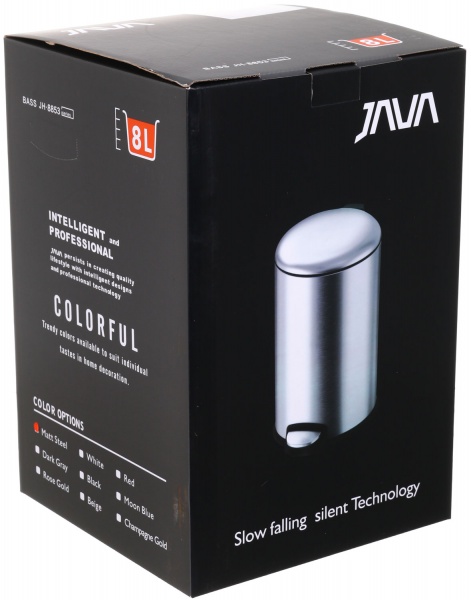 Ведро с педалью Java JH-8853 — 8L chrome SOFT CLOSE