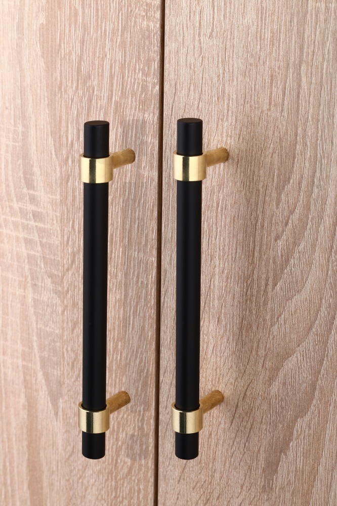 Ручка для меблів рейлінгова 128 мм чорний/золото