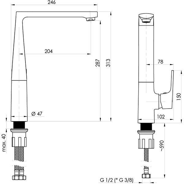 Змішувач для кухні Rubineta Modena-33 MD30008
