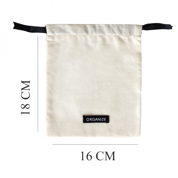 Органайзер текстильний Organize M-X-small бавовняний для дрібниць без малюнка світлий 180x160 мм