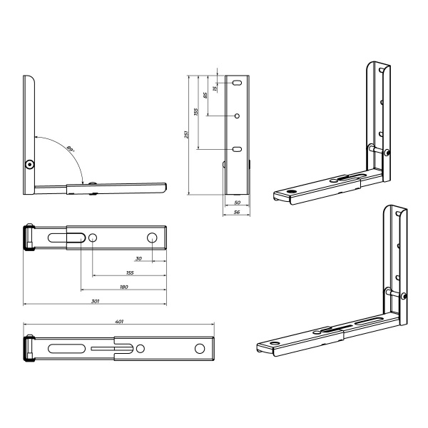 Крепление для микроволновой печи Valore 300х250х50 мм черный WMB-34BK 