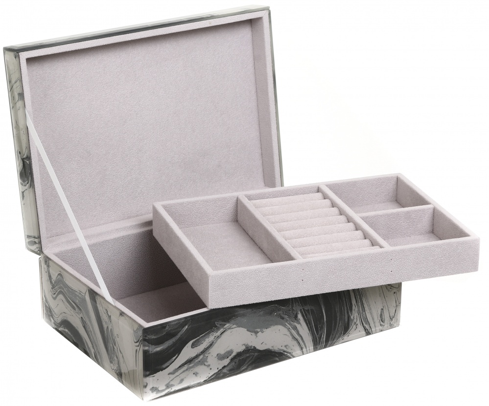 Шкатулка для украшений Jeanne 26x18x9,5 см серый мрамор