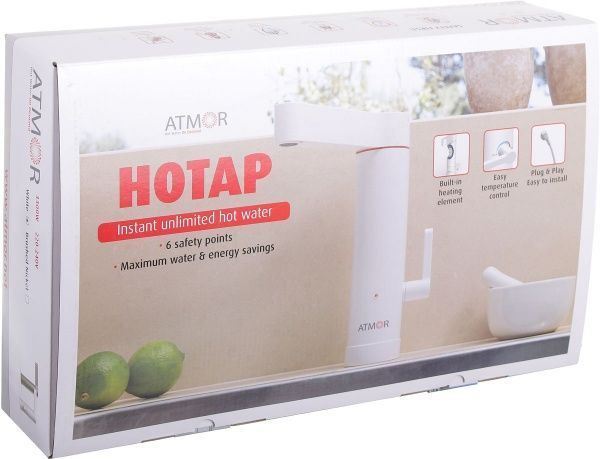 Електроводонагрівач проточний Atmor Водонагрівач проточний електричний Atmor Hotap білий 3,3 кВт