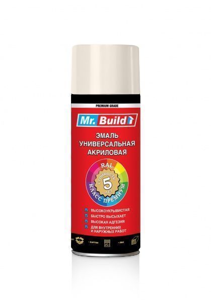 Емаль аерозольна Mr.Build універсальна акрилова RAL 9001 кремово-білий глянець 400 мл