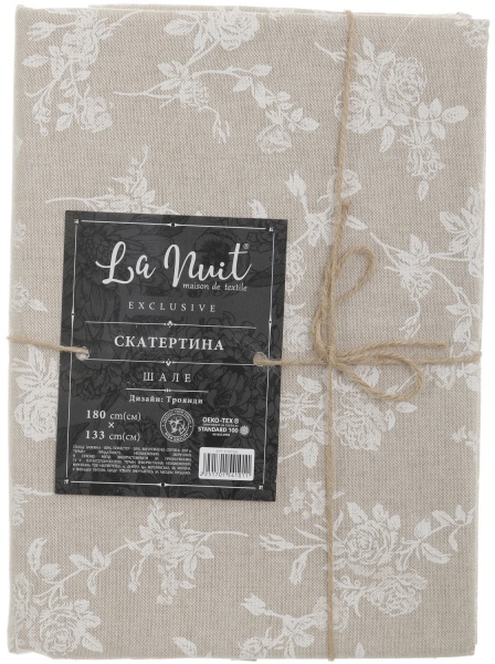 Скатертина Шале троянди 133x180 см бежевий La Nuit 