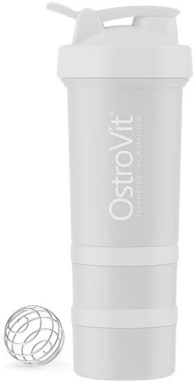 Шейкер Premium with 2 pill boxes and mixing ball 450 мл серый Ostrovit