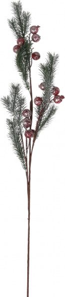 Гілочка декоративна ялини з ягодами забілена 80 см RS1Z2191 