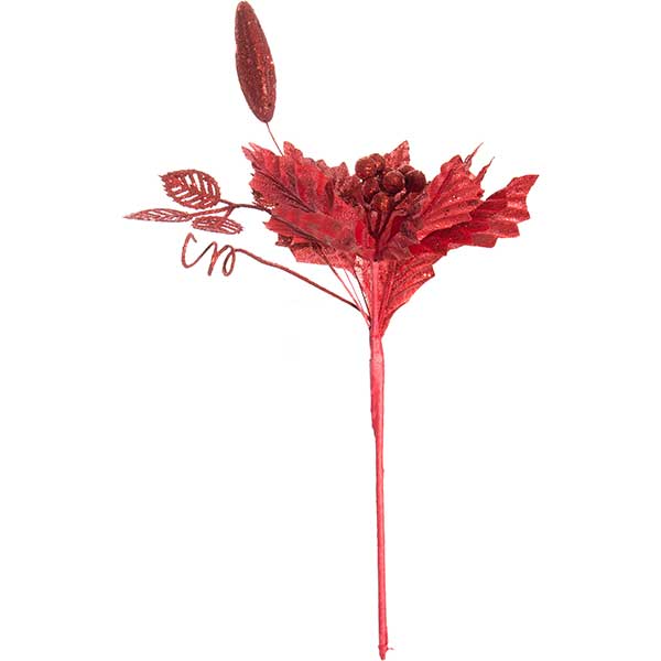 Прикраса новорічна Пуансетія ELY15124 червона 40 см