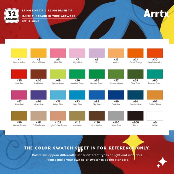 Набо маркеров акриловых Arrtx AACM-03-32 32 цвета LC302802 
