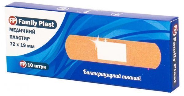 Пластырь БАКТЕРИЦИДНЫЙ НА ТКАНЕВОІЙ ОСНОВЕ 19*72ММ №10