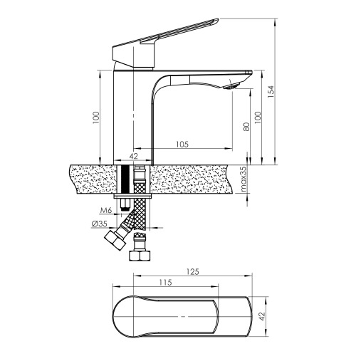 Змішувач для умивальника Imprese LESNA, хром, 35 мм