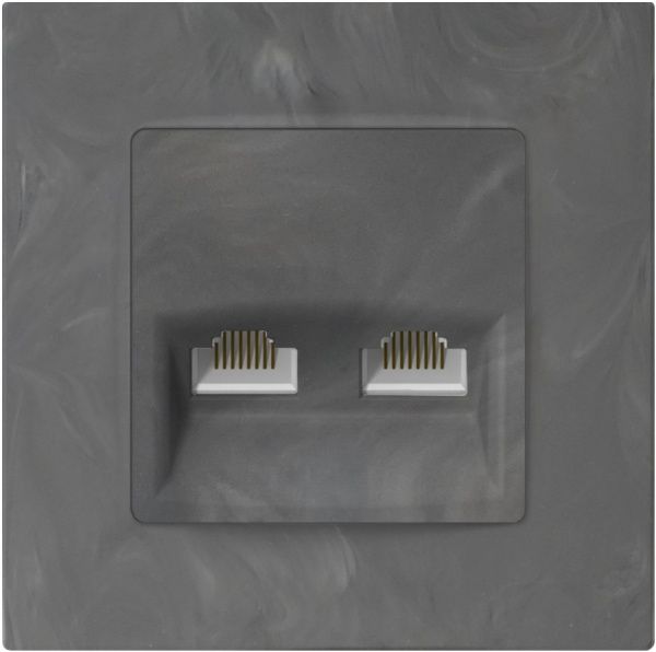 Розетка компьютерная двойная Plank Electrotechnic Classic/Nordic антимикробная базальт PLK0740731