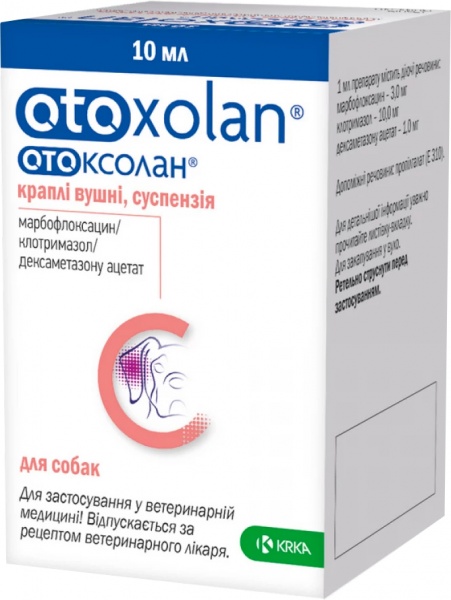 Краплі KRKA вушні для собак Отоксолан суспензія 10 мл (96954)