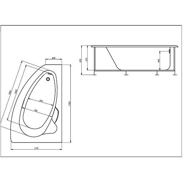 Ванна акрилова EGO Nicole L 170x110