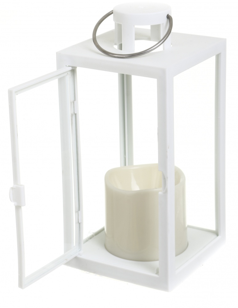 Свеча -фонарь LED со свечой 10х10х21 см белый Pako-If