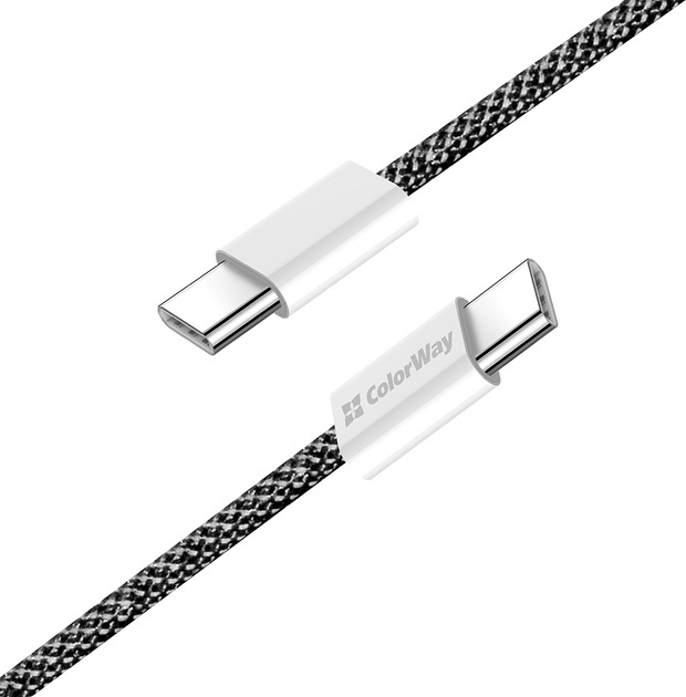 Кабель ColorWay Type-C - Type-C (braided cotton) (PD Fast Charging 60W) 3.0А 1 м чорний (CW-CBPDCC061-BK)