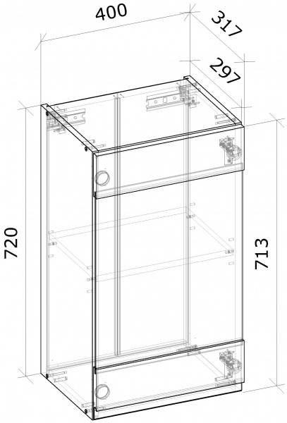 Шафа верхня з вітриною МС Джетта 40х72х31,7 см, білий діамант/дуб сонома Грейд