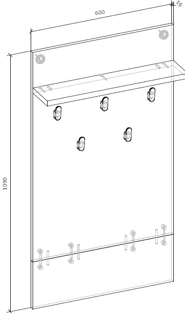 Вешалка настенная Грейд Concord нимфея альба/дуб крафт золотой