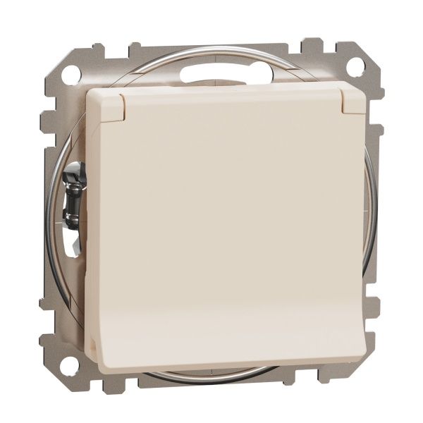 Розетка силова із заземленням Schneider Electric Sedna Design зі шторками з кришкою бежевий SDD112024