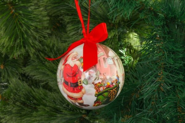 Подарочный шар Дед Мороз с мешком разноцветный