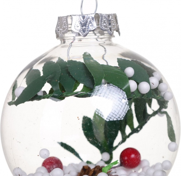 Декоративная подвеска Шар с декором 8x10 см прозрачный NY21056