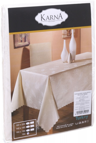 Скатерть Dertsiz d160 кремовый Karna 