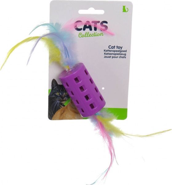 Игрушка для котов пластик с перьями