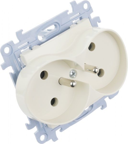 Розетка подвійна із заземленням Simon 10 зі шторками кремовий CGZ2M.01/41