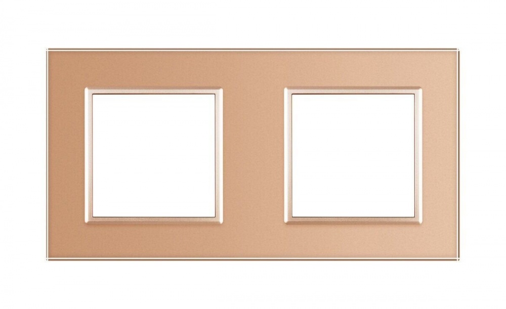 Рамка двухместная Livolo C7 универсальная золотое стекло C7-SR/SR-13