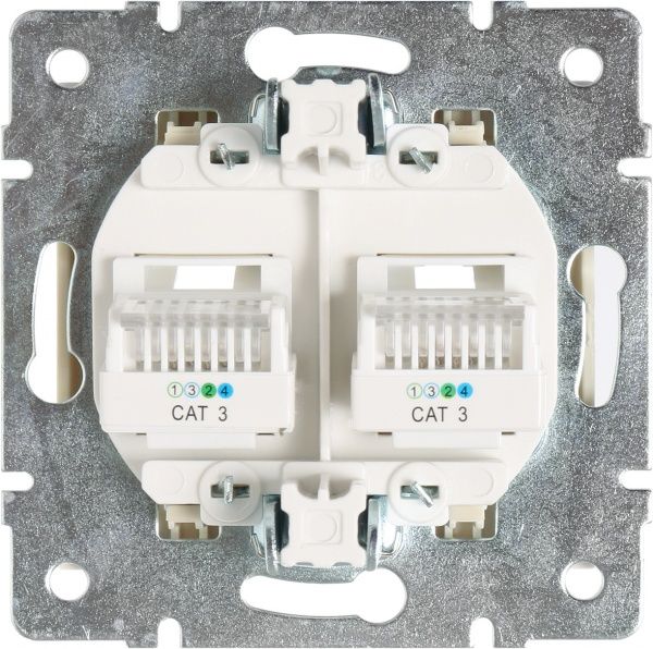 Розетка телефонная двойная Lezard Rain крем 703-0388-138