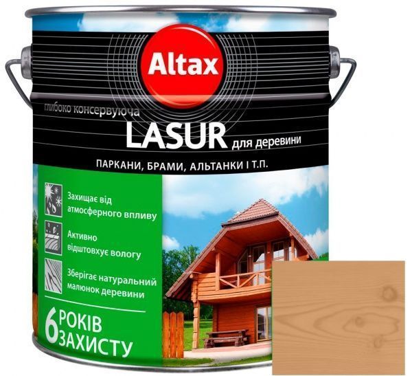 Лазурь глубоко консервирующая Altax Lasur для древесины дуб полумат 9 л