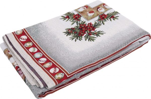 Скатерть гобеленовая новогодняя с люрексом 140x260 см разноцветный Lefard 