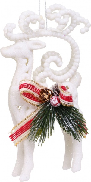 Декоративна підвіска Олень з декором 16 см HFF2021W білий