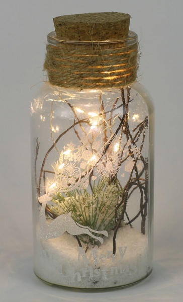 Пляшка декоративна Merry Christmas з пробкою і LED стрічкою 8х17,5 см D6827 