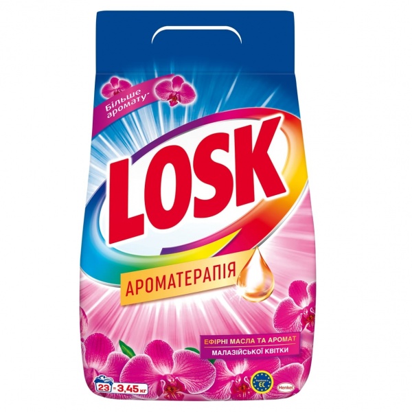 Стиральный порошок для машинной и ручной стирки Losk Ароматерапия Эфирные масла и Малазийский цветок 3,45 кг 