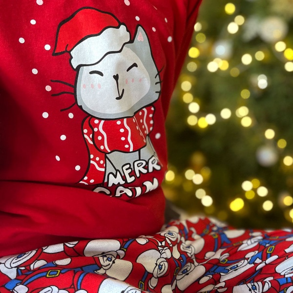 Пижама детская для девочек Blanka СантаКот р.110 красный 12811 