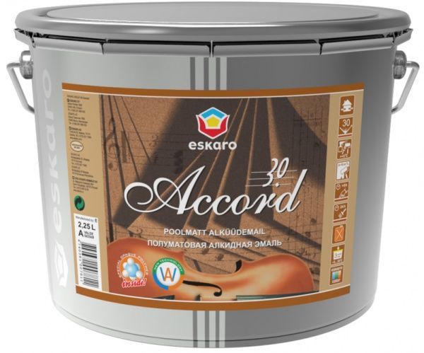 Емаль Eskaro алкідна Accord 30 білий напівмат 2,25л