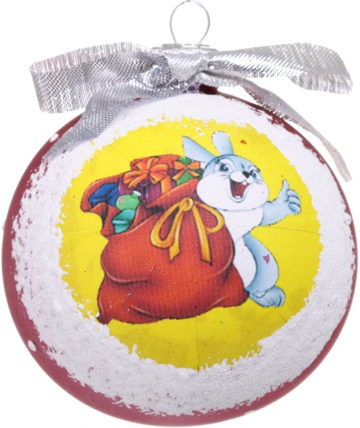 Шар новогодний Символ года-декупаж d 80 мм в ассортименте