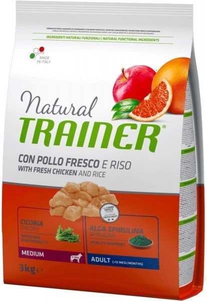 Корм Trainer Natural Adult Medium курка рис та алоє вера 3 кг