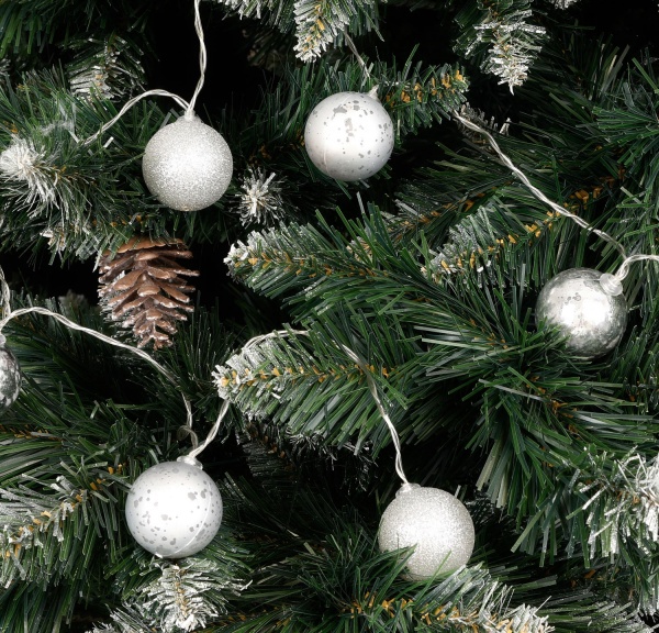 Электрогирлянда линейная с шариками серебристый светодиодная (LED) 10 ламп 